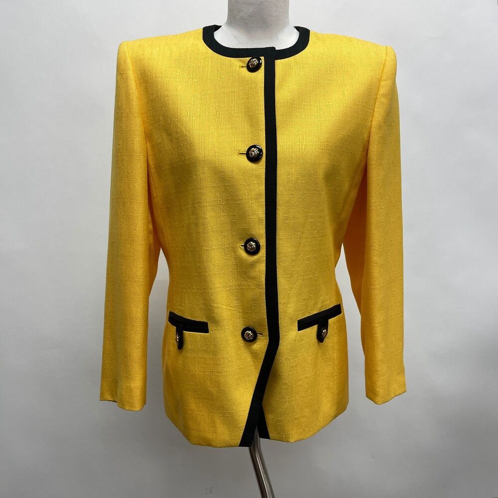Kasper for‎ A.S.L. Women's Jacket Blazer 10 Yellow Black Lined